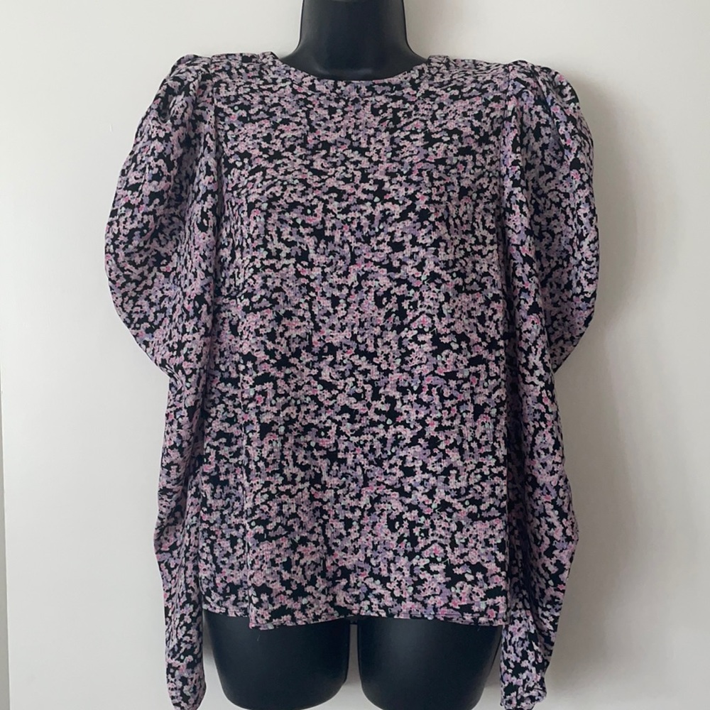 H&M Floral Blouse with puffed shoulders NWOT